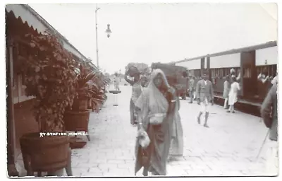 (7609) Old RPPC People By Train At  Railway Station MHOW C.I. India Photographer • £13.30