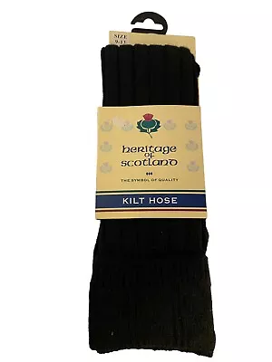 Heritage Of Scotland Wool Blend Kilt Hose Black NEW UK Sz 9-13 • $13.98