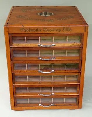 Vintage Perivale Sewing Silk Haberdashery Shop Counter 6 Drawer Display Cabinet • £395
