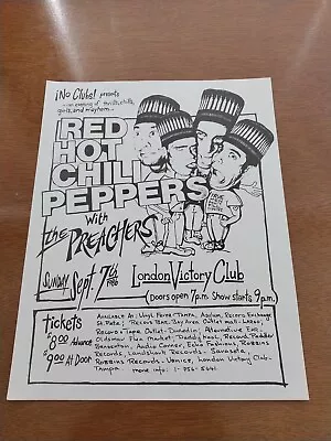 RED HOT CHILI PEPPERS 9/7/1986 London Victory Club Original Concert Flyer Poster • $135