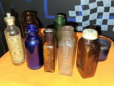 Lot Of 8 Vintage Glass Old Bottles • $27