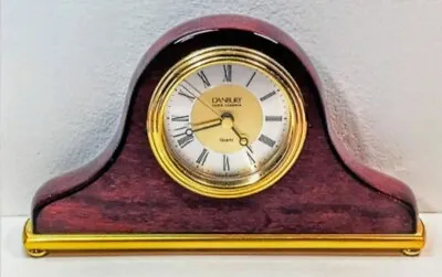 Danbury Clock Company Mahogany Gloss Wood & Brass Mantel • $29.50