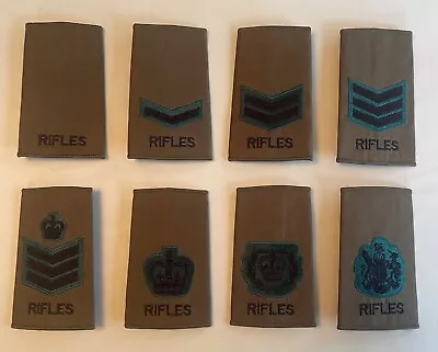 Rifles Rank Slides Olive Green MTP Uniform All Ranks LCPL CPL SGT STAFF WO • £3