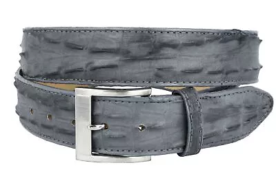 Mens Crocodile Tail Belt Print Leather Western Gray Buckle Cinto Rancho • $34.99