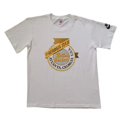 Vintage Georgia Tech Yellow Jacket T Shirt Mens Large White NCAA Nike USA Rare • $31.99