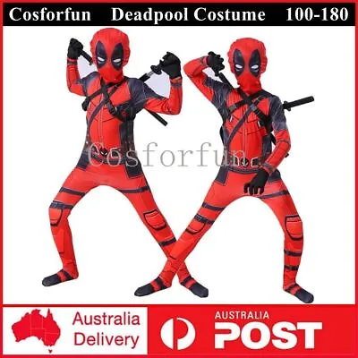 Deadpool Costume Superhero Mens Boys Cosplay Morph Bodysuit Jumpsuit Book Week • $32.49