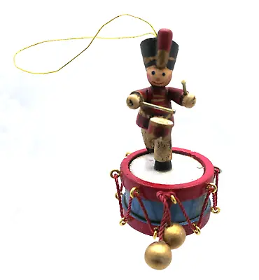 Vintage ENESCO Drummer Boy Soldier Wood Hand Painted Ornament 1980 • $6.99