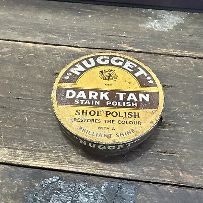 Nugget Dark Tan Stain Shoe Polish Vintage 3 Ozs Empty Tin Australian • $10