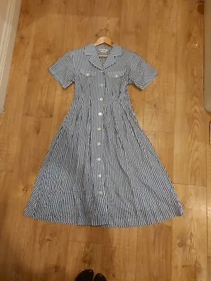 Vintage French Striped Shirt Dress Stretch Cotton • $31.11