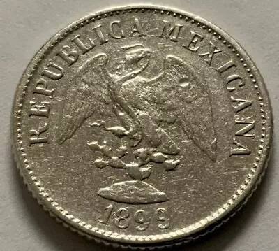 1899 Cn Q Mexico 10 Centavos Silver 80.000 Mintage RARE • $28