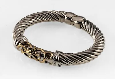 Flli Menegatti Cable Sterling Silver & 18k Yellow Gold Bracelet 41.7 Grams • $299