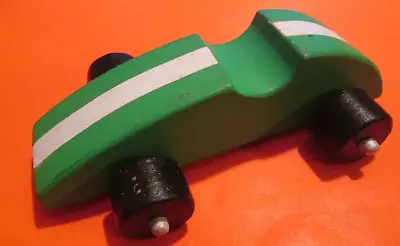 VINTAGE GREEN WOOD Wooden TOY Race Car WIDE TIRES • $17