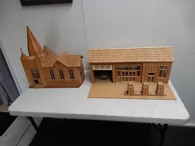 Two Matchbox Buildings Garage / Petrol Station And Church • $99
