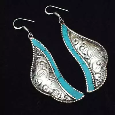 Tibetan Turquoise Handmade Drop Dangle Earrings Jewelry 3.12  AE-15688 • $3.99