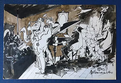 Leo Meiersdorff New Orleans Jazz Festival 1980 Watercolor Painting Signed • $955