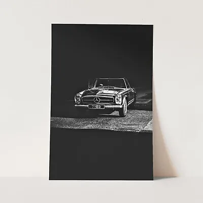 Mercedes Benz 280 Pagoda Classic Cars Vintage Black White Wall Art Poster Print • $34