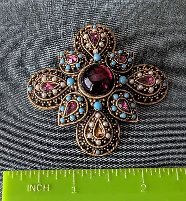 VTG Signed ART Rhinestone Maltese Cross Brooch Pendant Pin Arthur Pepper 1960s • $50