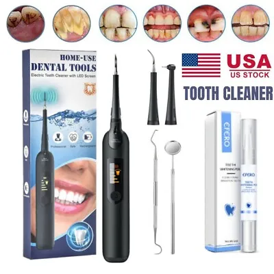 $9.40 • Buy Ultrasonic Electric Tooth Cleaner Plaque Stains Remover Teeth Whitening Gel Pen