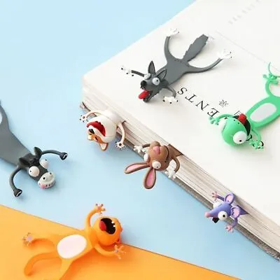 3D Stereo Bookmark Cute Cartoon Animal Marker Kawaii Cat Panda Kids Gifts School • £11.81