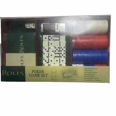 Rolf’s Poker Game Set. Chips Cards Dominos Dice Mini Craps • $16.40