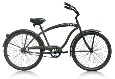 26  General Beach Cruiser Bicycle Coaster Brake Single Speed Fenders Black Spoke • $289.99