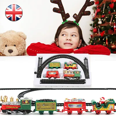 Mini Christmas Train Set Track Musical Sound Lights Around Tree Decoration Santa • £7.58