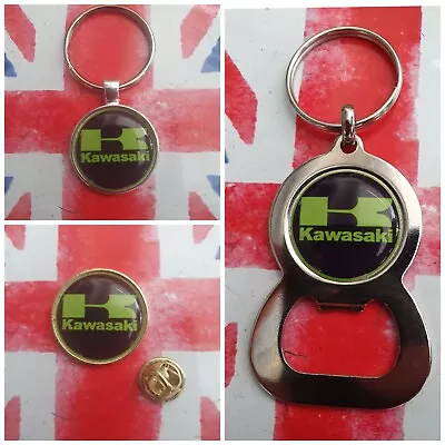 Kawasaki Green K Biker Motorcycle Pin Keyring Bottle Pin Keyring Bottle Opener • £4.89