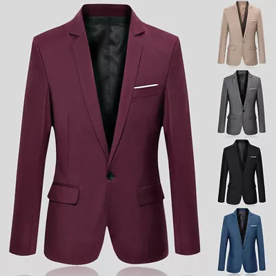 Men's Suit Blazer Jacket Coat Tops Dress Business Work One Button Formal Suits • $24.85