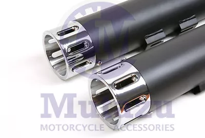 Black 4  Roaring Series MF-05 Slip-On Mufflers Exhaust 1995-2016 Harley Touring • $229