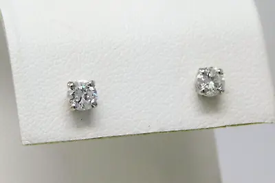 14 Kt White Gold Pair Of 4.0 Mm Diamond Stud Pierced Prong Earrings B4857 • $603