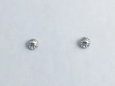 Sterling Silver & Surgical Steel Small Half Round Volleyball Stud Earrings-sport • $15
