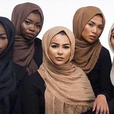 £2.99 • Buy New Crimp Crinkle Frayed Edges Maxi Scarf Hijab Crimped Scarves Habiba Da Silva