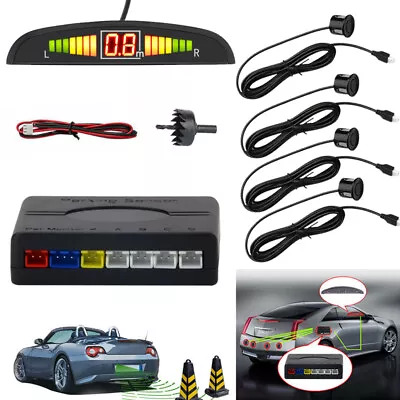 4x Car Reversing Parking Sensors Kit Buzzer Audio Alarm LED Display Black UK • £7.99