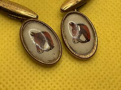 Antique Victorian Gilt / Gold Filled Horse Racing Equestrian Cufflinks • £10