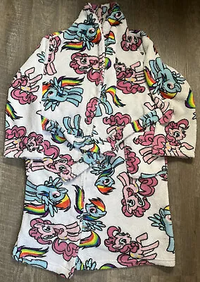 Hasboro MY LITTLE PONY Girls Pajama Bath Robe RAINBOW Medium 7/8 Pockets Fleece • $5.99