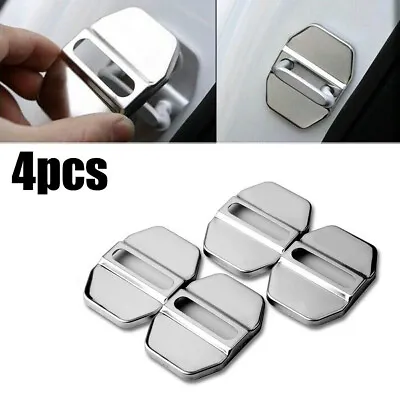 $10.46 • Buy 4pcs Car Accessories Stainless Steel Door Lock Cover Buckle Cap Trim For Car SUV