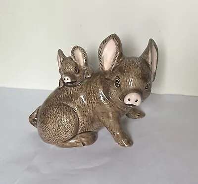 £6.85 • Buy Handmade Ceramic Brown Mama & Baby Pig Figurine