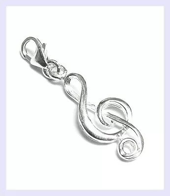 Sterling Silver Music Note Melody Treble Clef Bead For European Charm Bracelet • $16.98