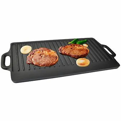 £19.90 • Buy Non-Stick Cast Iron Reversible Griddle Plate Pan BBQ & Hob Cooking Grill Pan New