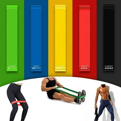 5 Set Of Stretch Resistance Bands Strength Exercise Fitness Gym Yoga Workout • $7.99
