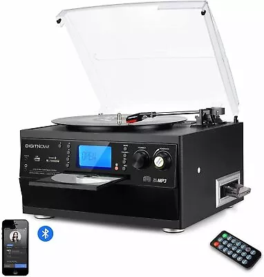 Bluetooth Record Player Turntable With Stereo Speaker LP Vinyl To MP3 Converter • £109.99
