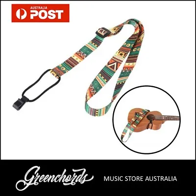 $11.95 • Buy Ukulele Strap Belt With Hook - Adjustable Colourful Pattern - No Drilling Pins