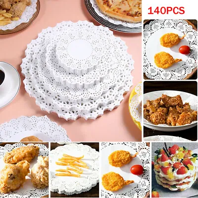 140Pcs White Round Lace Paper Doilies Wedding Scrapbooking Cookie Base Food Mat • $21.66