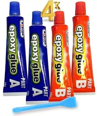 4 Pack Epoxy Hardener & Resin Glue Adhesive Kit Bonds Glass Metal Plastics Wood • £3.99