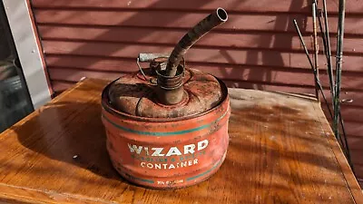 Vintage Wizard Gas Can Gasoline Metal Container 2.5 Gallon Western Auto • $48