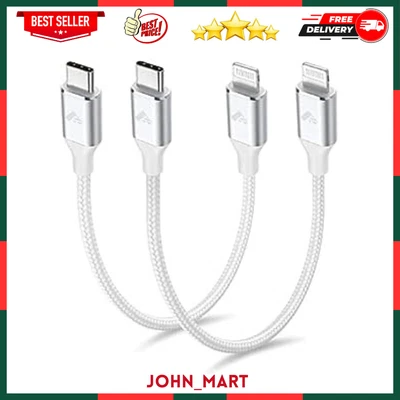 $14.96 • Buy USB C To Lightning Cable, 0.3M 2Pack Short Iphone Charger Cable Apple Mfi Certif