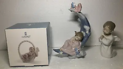 Set Of 3 Lladro Baby Girl 2007 Praying Angel Heavens Lullaby Lot Excellent • $149