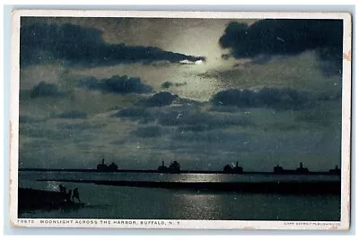 C1910's Moonlight Across The Harbor Buffalo New York NY Phostint Postcard • $14.98