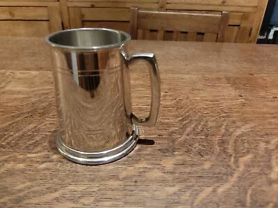 1 Pint Double Line Polished Pewter Tankard With Impressed Pewter Marks • £10