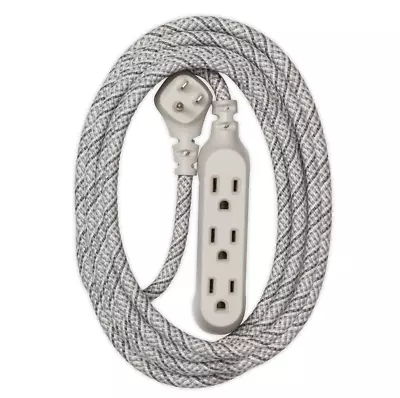 360 Electrical Habitat Classic Premium Braided Extension Cord 8ft 3 Outlets-Gray • $13.33